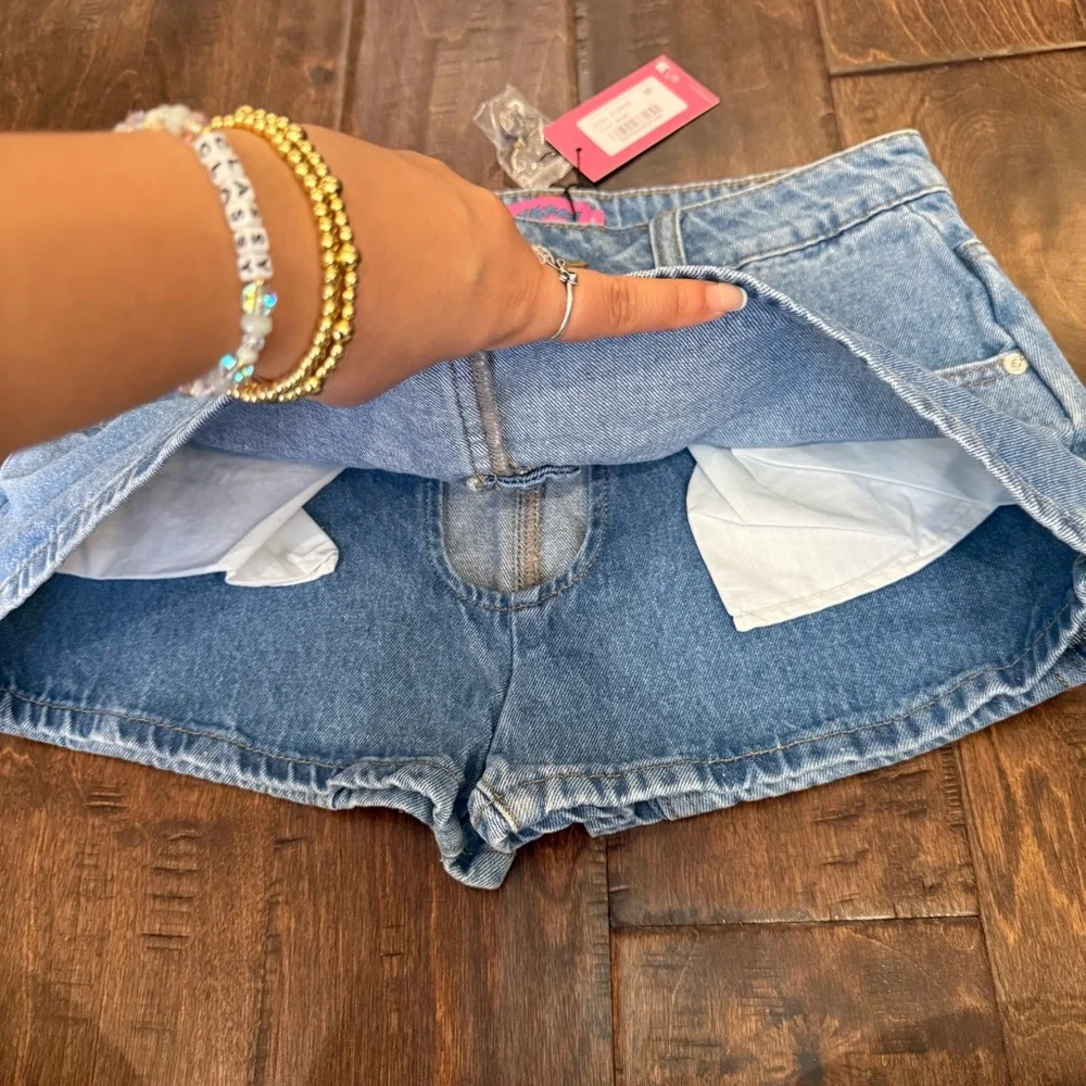 Edikted Talia Micro Mini Skirt Blue Denim size Medium NWT Y2K Streetwear